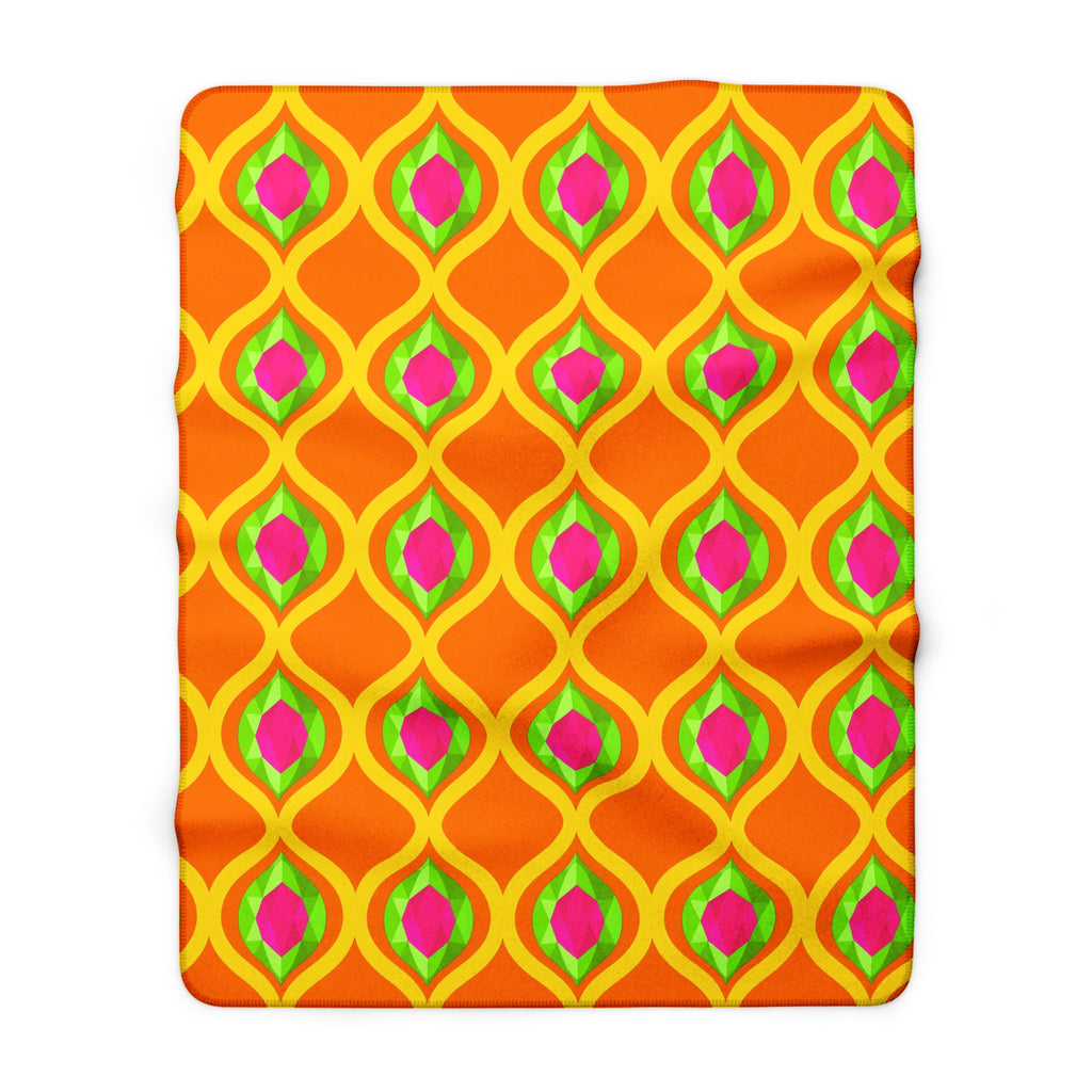 Grand Gold Ogee Lattice II Sherpa Fleece Blanket – Hot Citrus Festive