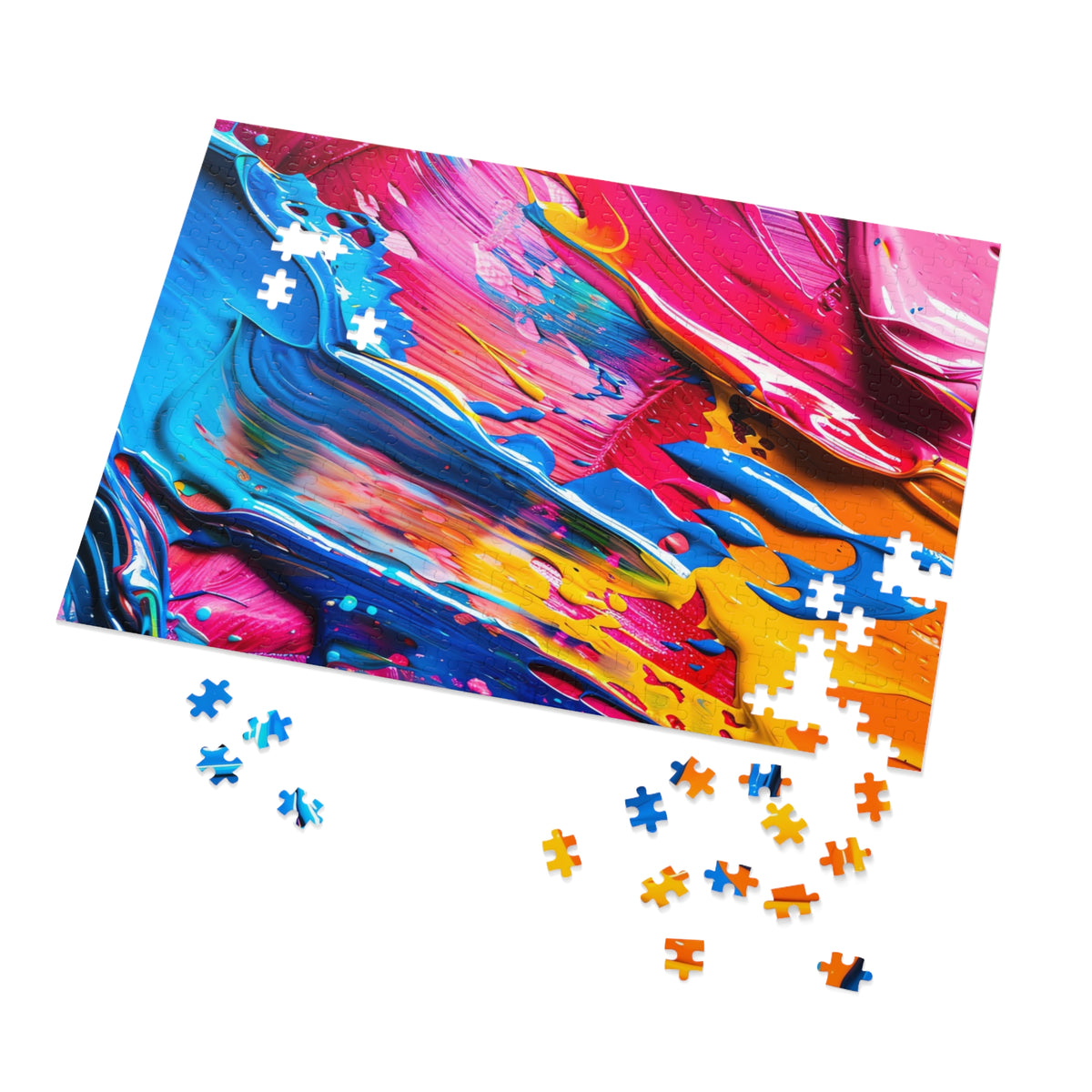 Rainbow Paint Smear Jigsaw Puzzle with Tin – Paint Stroke Abstract
