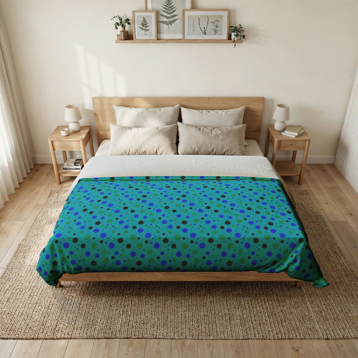 Blot Burst Cotton Duvet Cover – Peacock Jewel