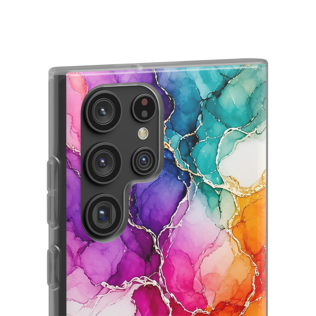 Rainbow Alcohol Ink Bloom Flexi Phone Case