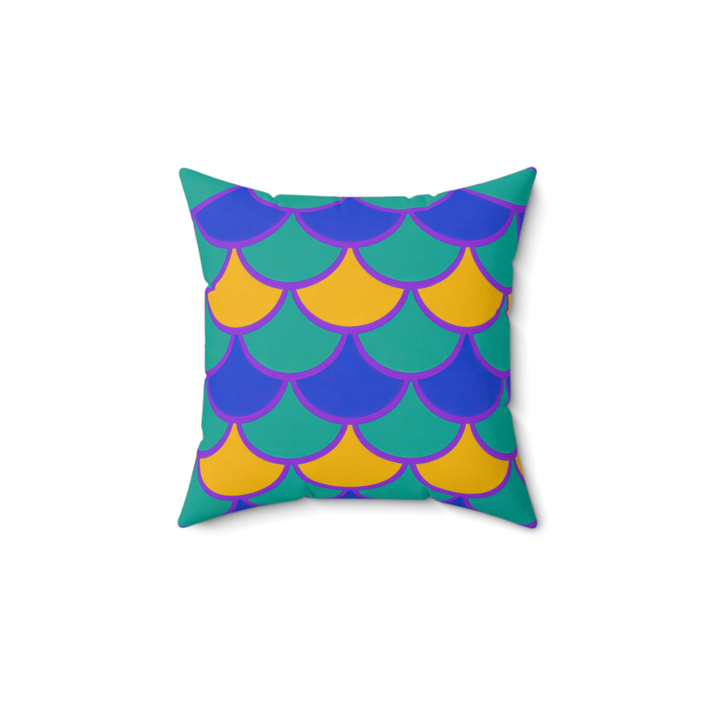 Big Jewel Scales II Faux Suede Cushion – Peacock Jewel