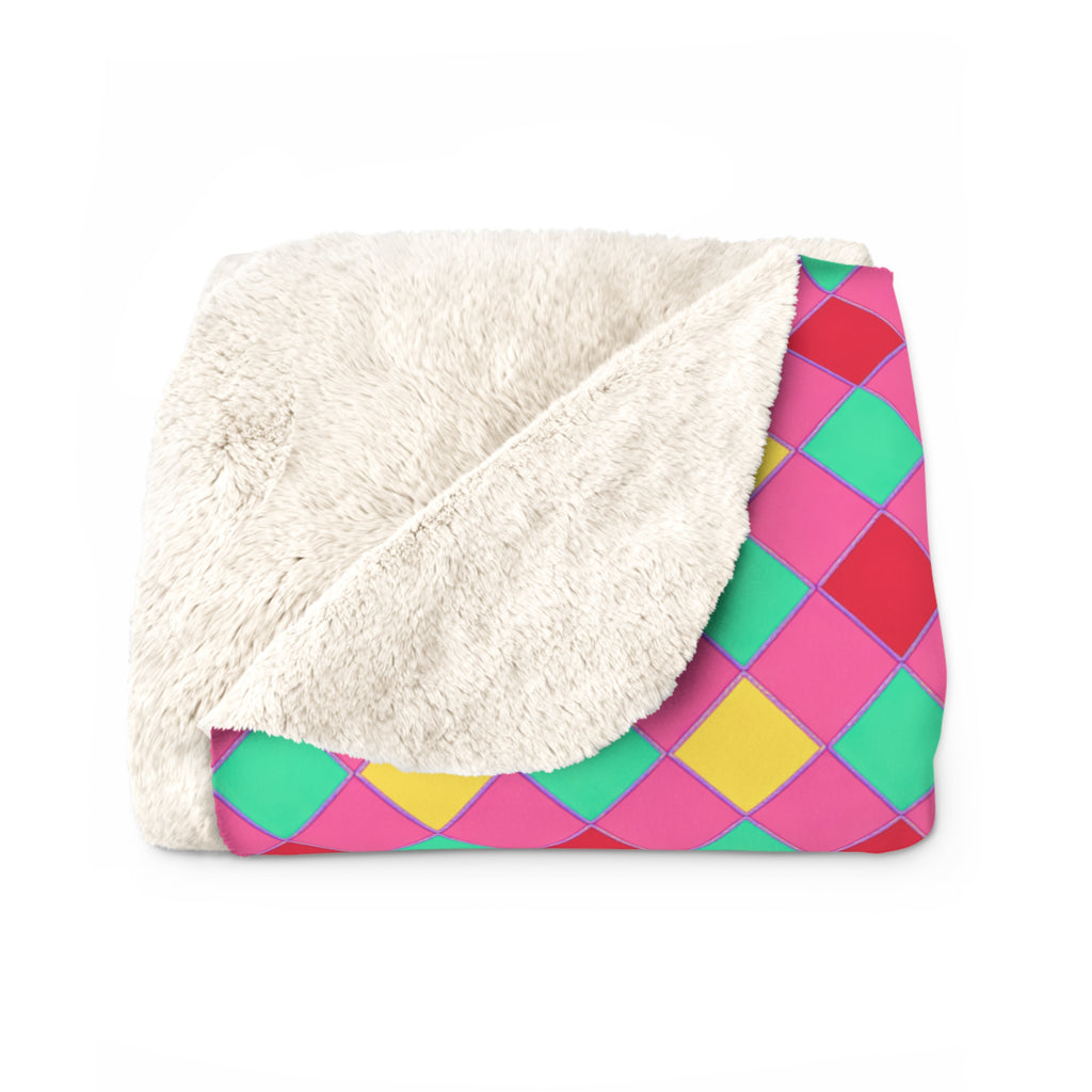 Jewel Harlequin Check Sherpa Fleece Blanket – Candy Christmas