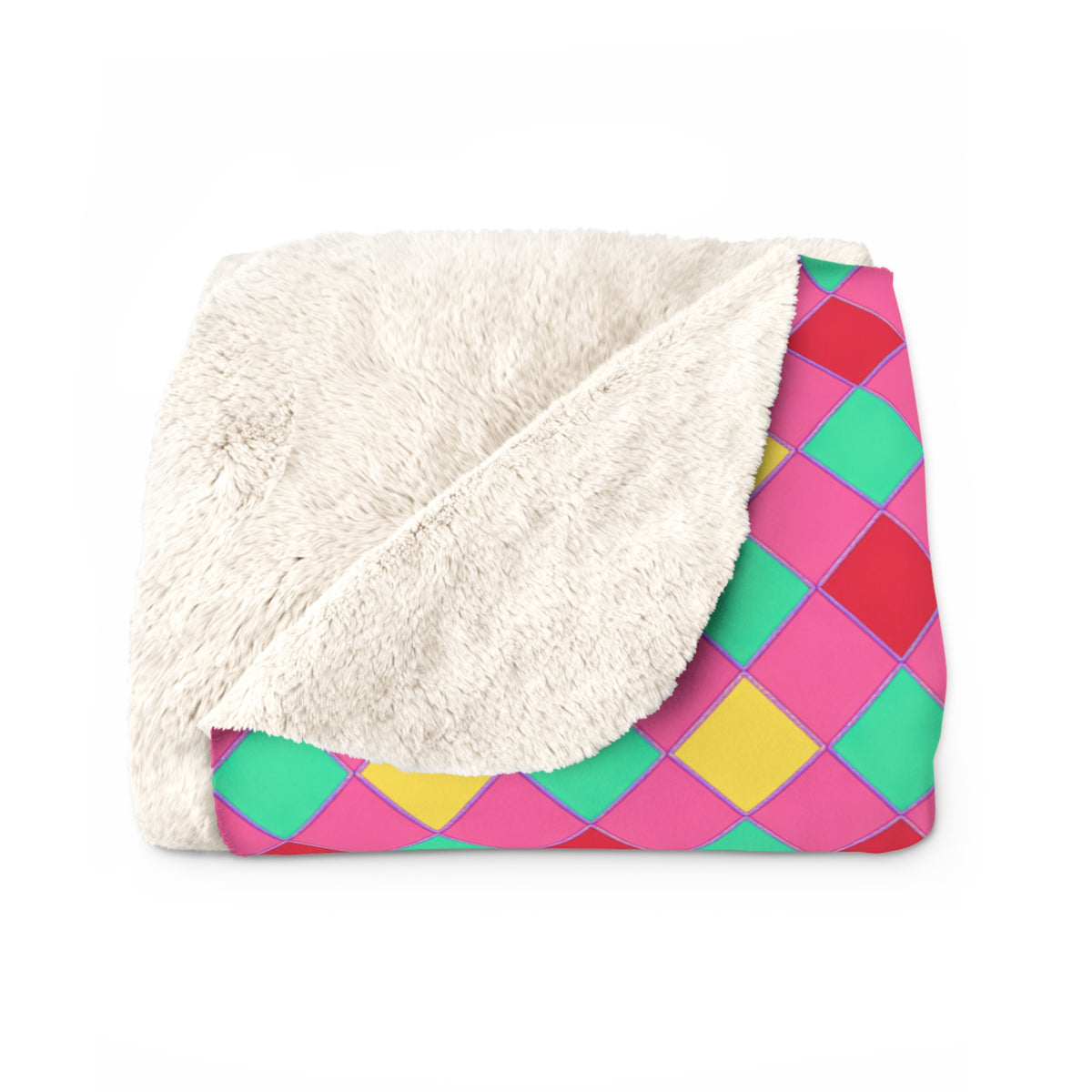 Jewel Harlequin Check Sherpa Fleece Blanket – Candy Christmas