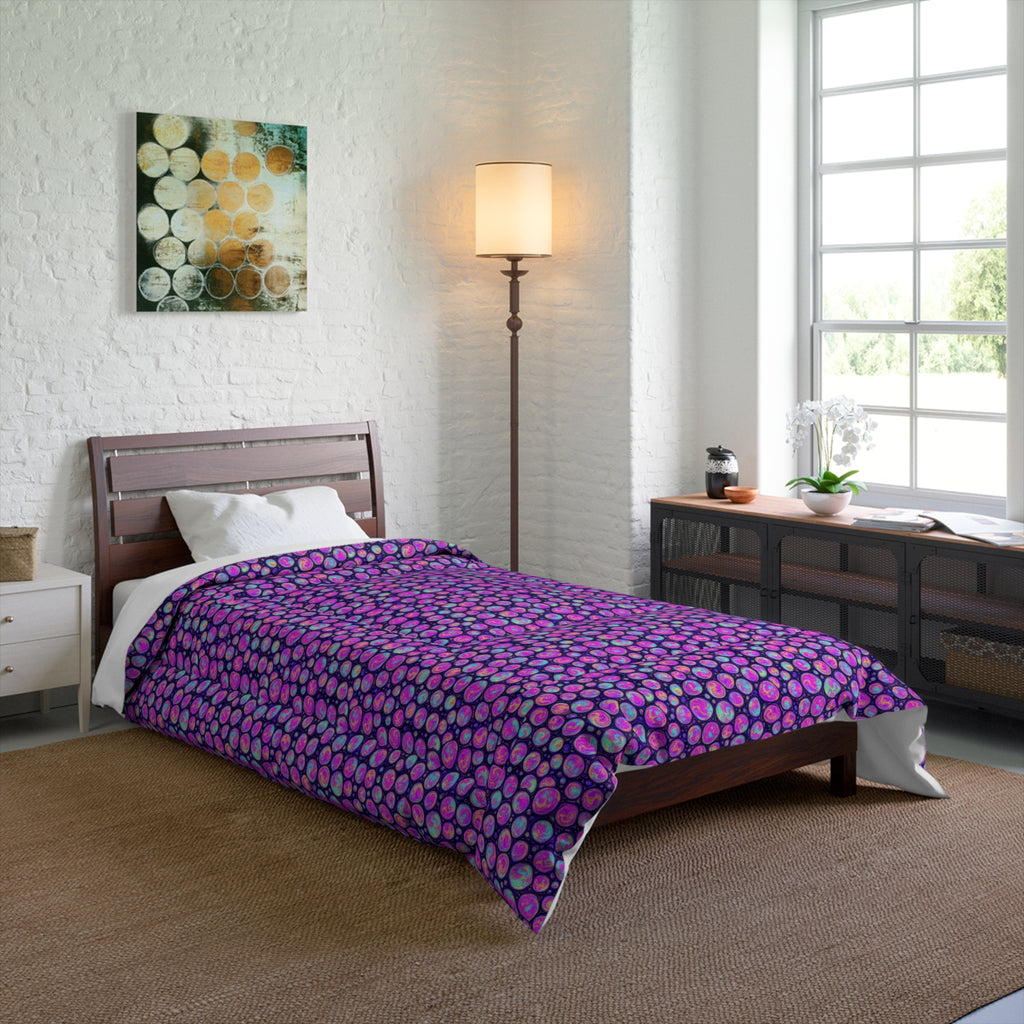 Opal Bubble Cells Comforter – Holographic-Look Fluid Art Pattern