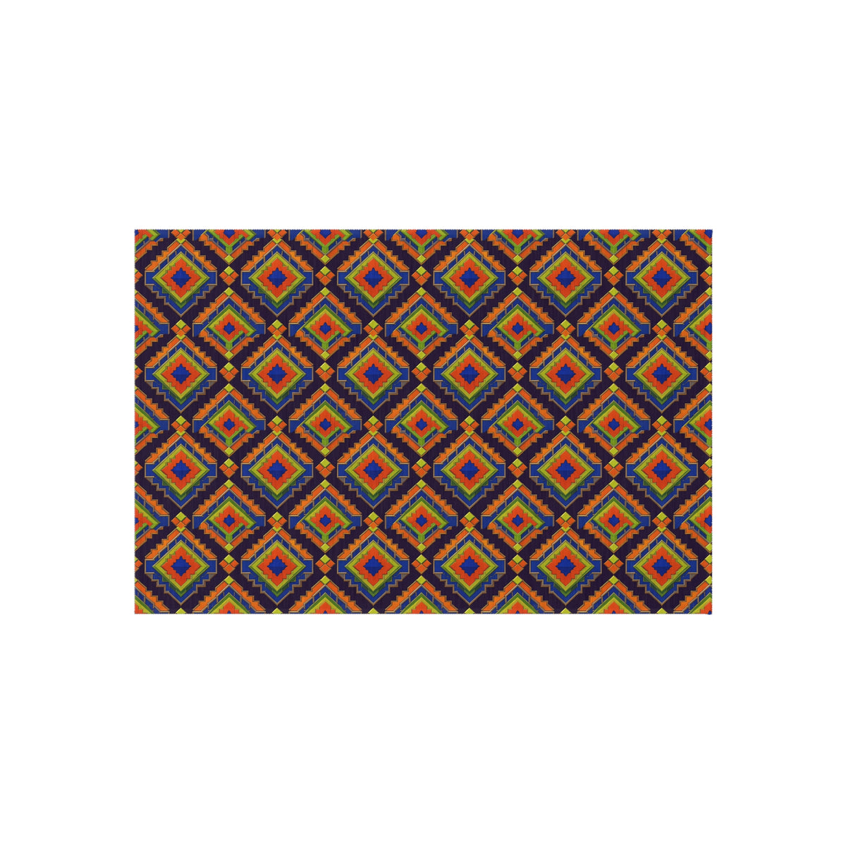 Stepped Diamond Ikat Outdoor Rug – Art Deco Geometric Pattern