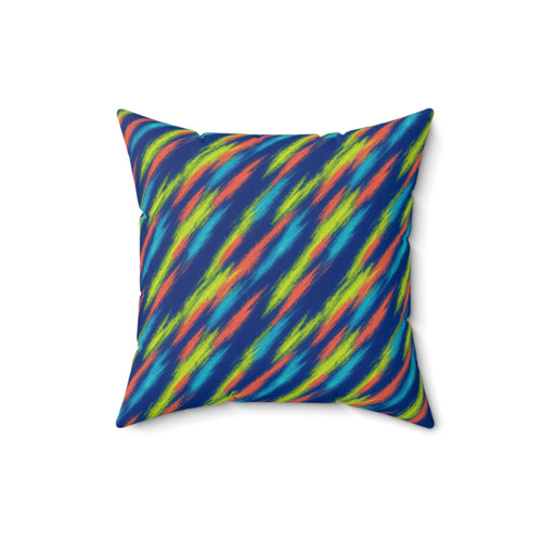 Arashi Neon Streaks Faux Suede Cushion – Shibori Dye Pattern