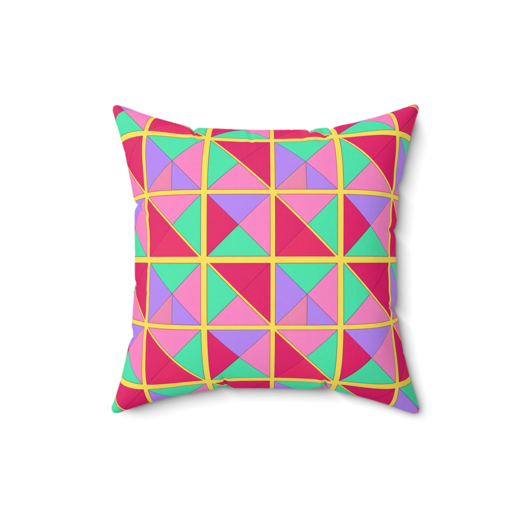 Split Square Fiesta Faux Suede Cushion – Candy Pop on Raspberry