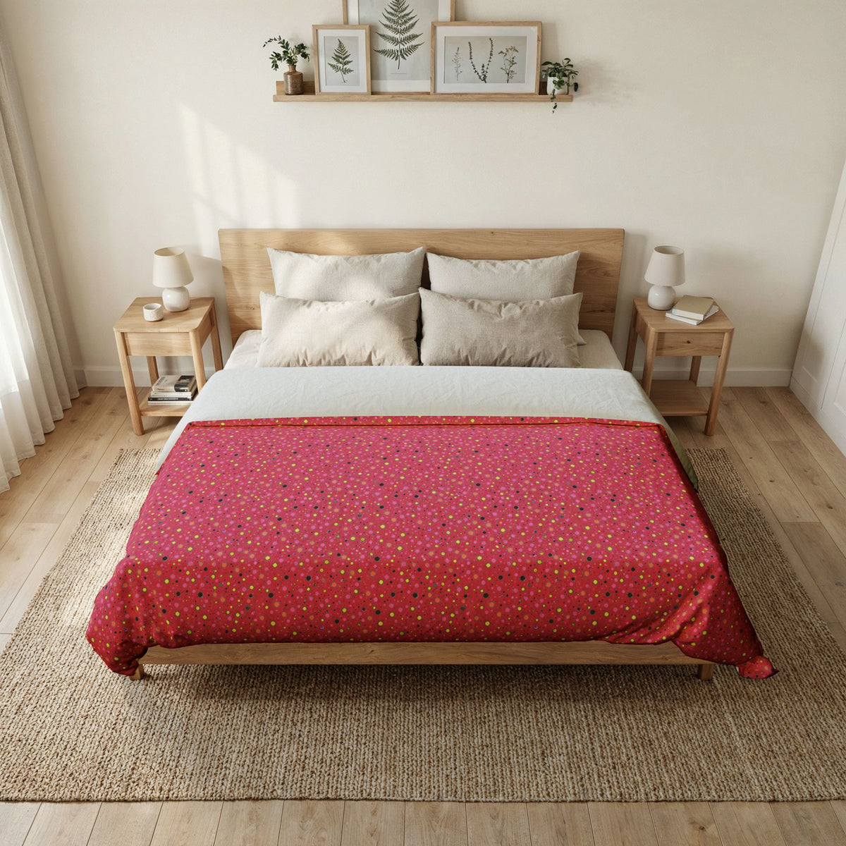 Confetti Spatter Cotton Duvet Cover – Candy Pop on Raspberry