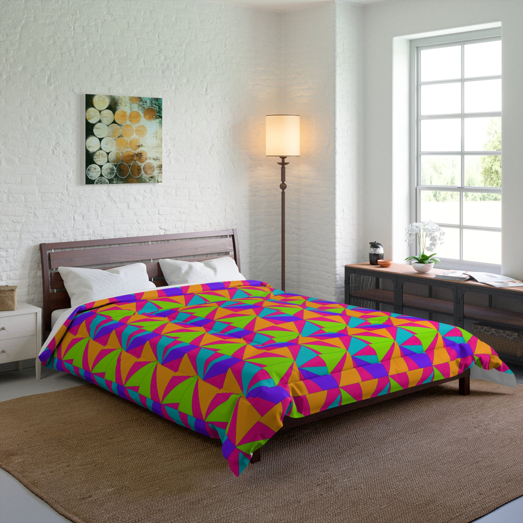Cubist Sunburst Blocks Comforter – Tropical Punch