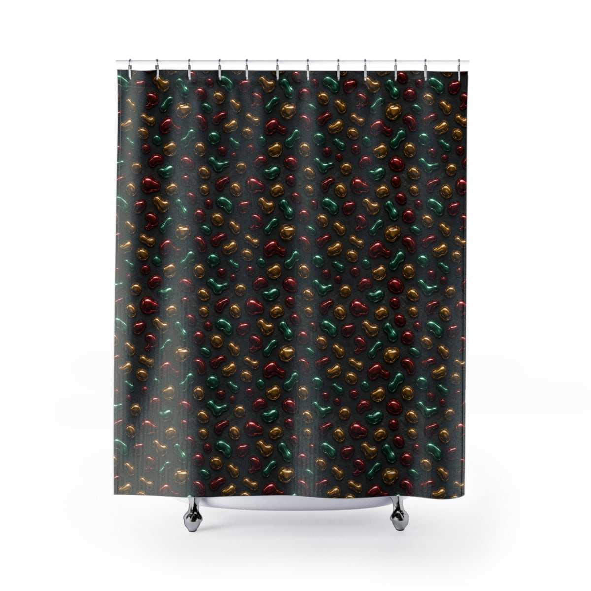 Garnet Emerald Blobs Shower Curtain – Liquid Chrome Pattern