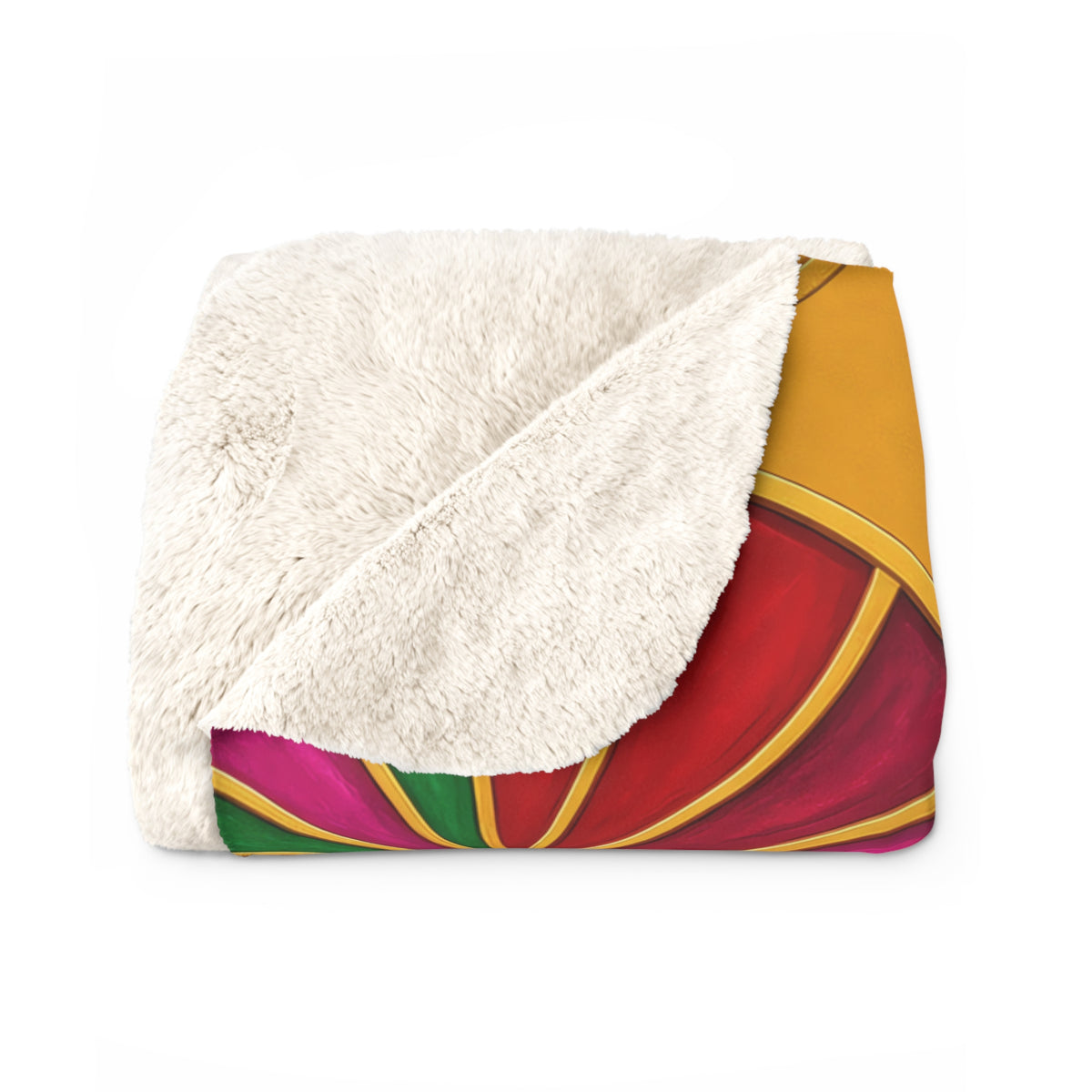 Grand Kaleido Jewel Wheels Sherpa Fleece Blanket – Kaleidoscopic Medallion Pattern