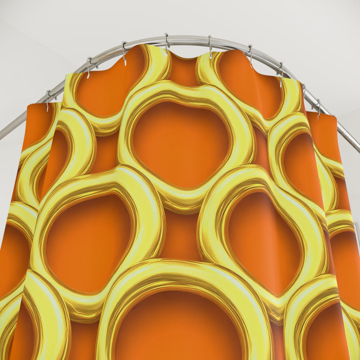 Big Gold Ring Weave Shower Curtain – Hot Citrus Festive