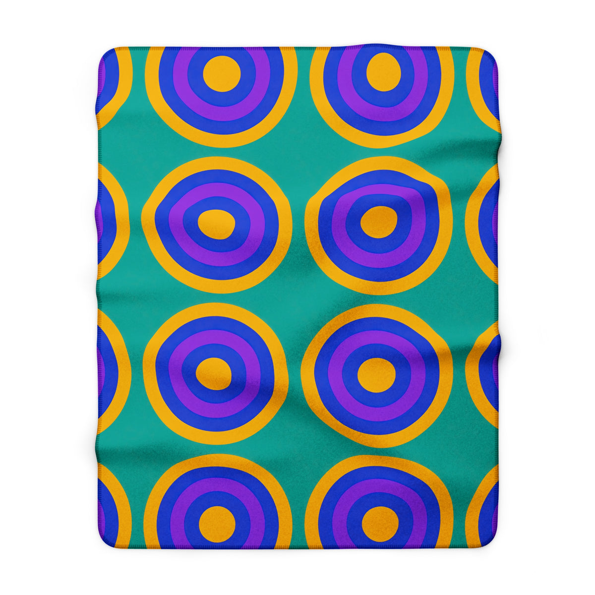 Mega Ring Grid Sherpa Fleece Blanket – Peacock Jewel
