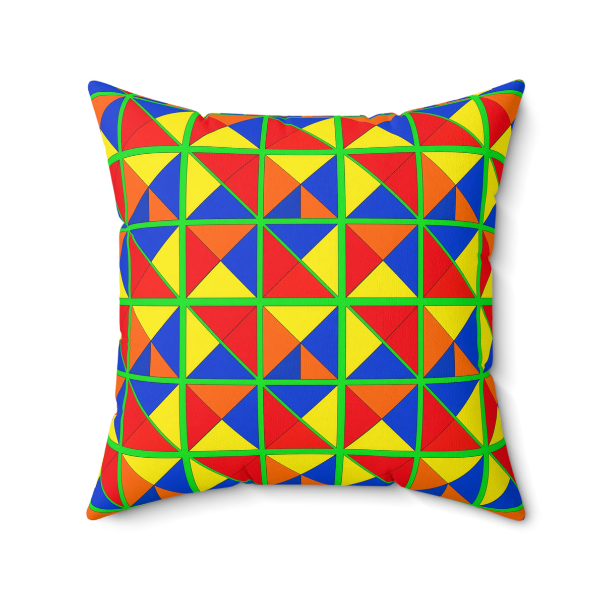 Split Square Fiesta Faux Suede Cushion – Cubist Geometric Pattern