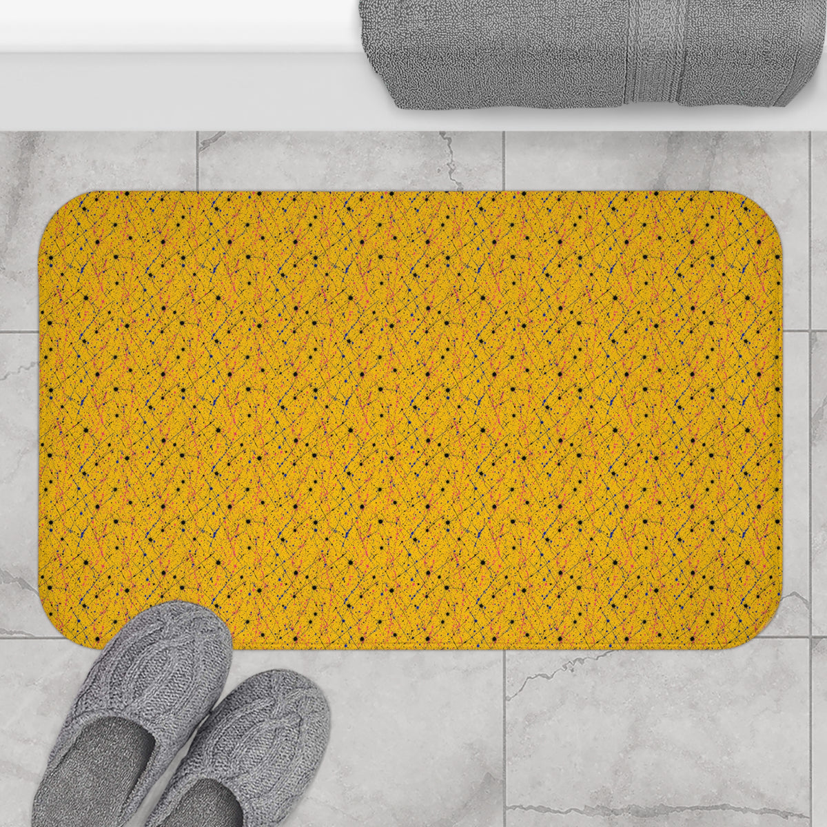 Drip Trails Bath Mat – Paint Splatter Pattern