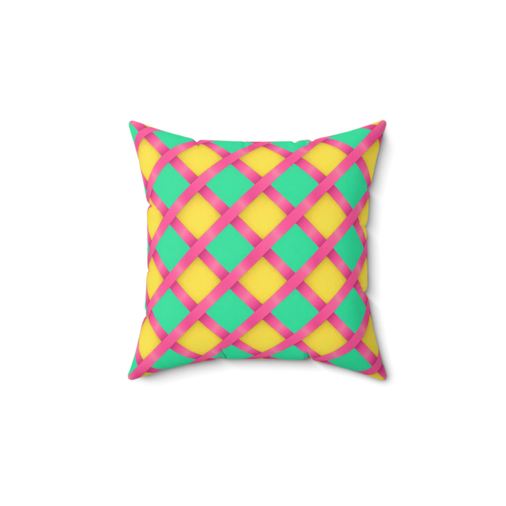 Broad Gold Diamond Trellis Faux Suede Cushion – Candy Christmas
