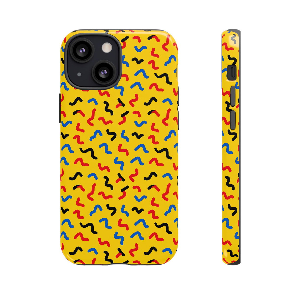 Squiggle Strokes Yellow Tough Phone Case – Bold Primary Abstract Pattern