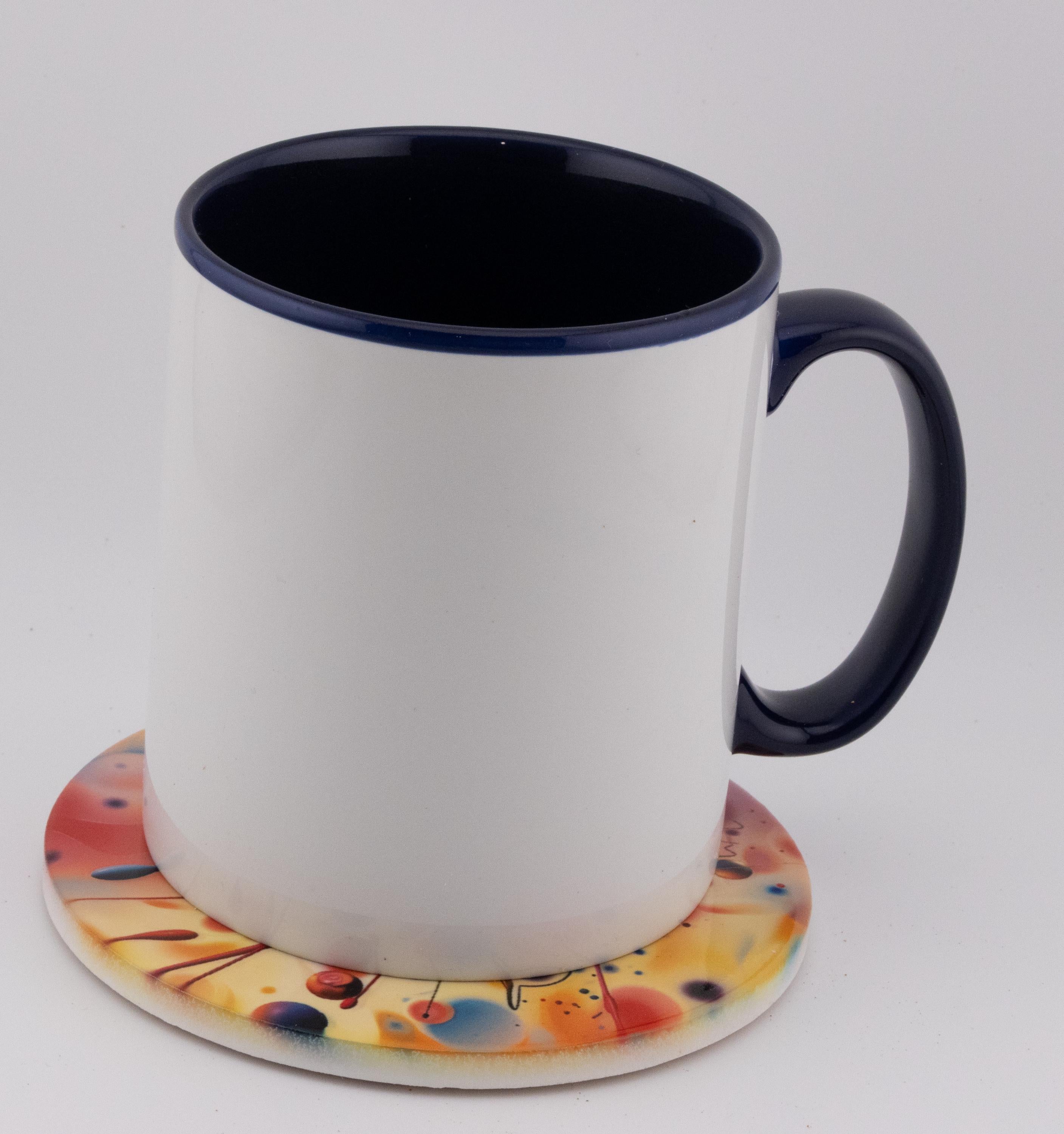 AI24016C Acrylic Oil Splash No5 - Multi coloured Round Ceramic Coasters- Set of 6, gift for all occasions, Designed and made in Britain