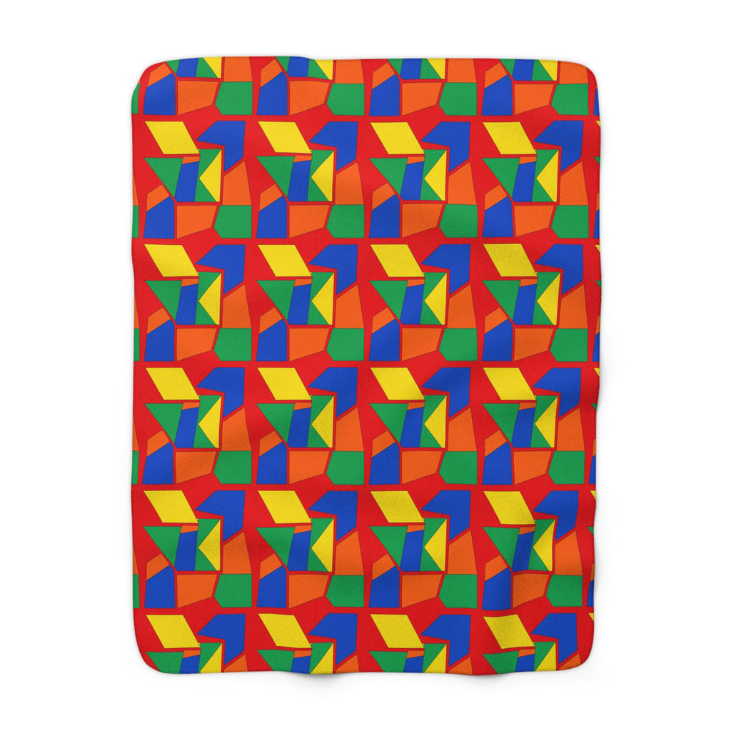 Cubist Block Quilt Sherpa Fleece Blanket – Cubist Geometric Pattern
