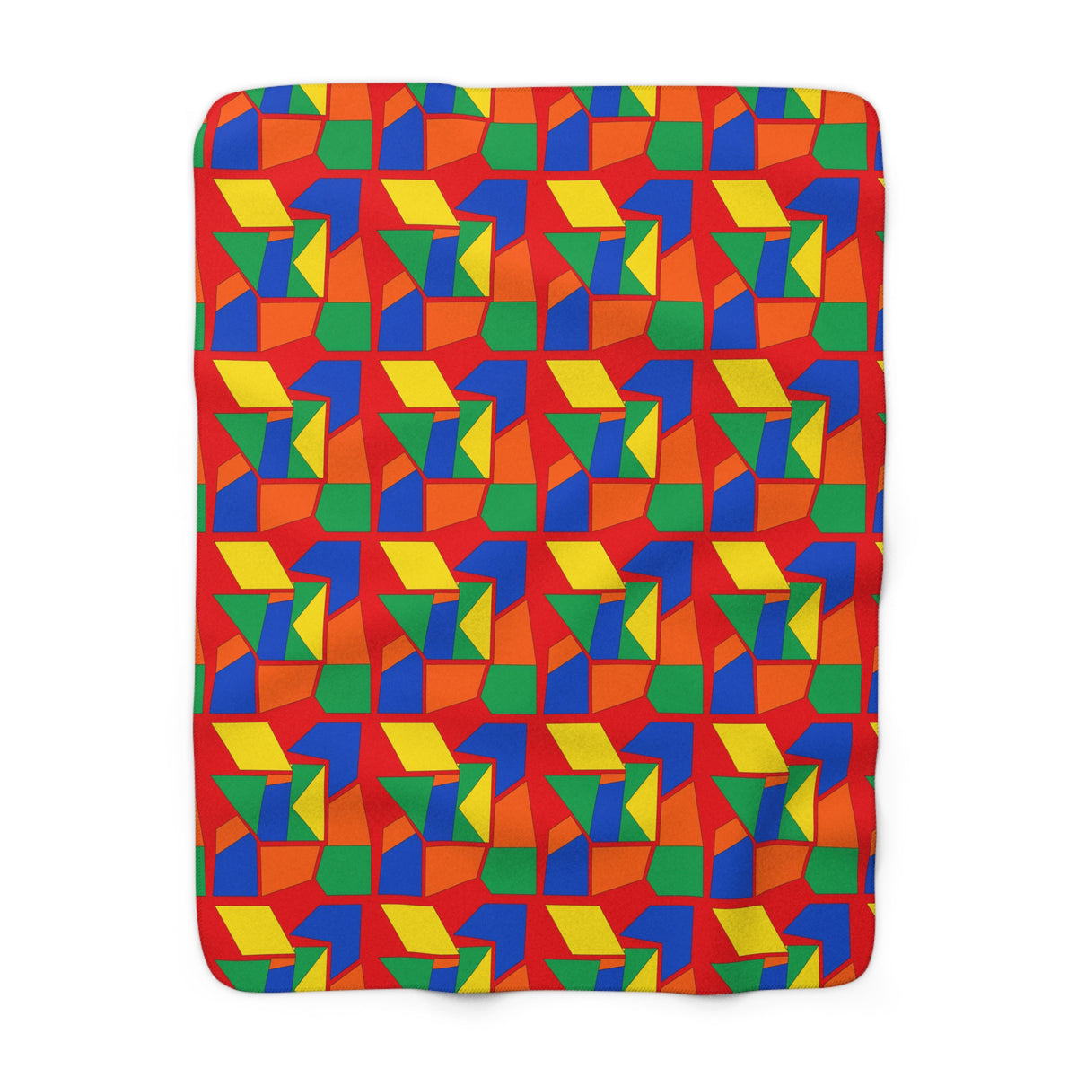Cubist Block Quilt Sherpa Fleece Blanket – Cubist Geometric Pattern