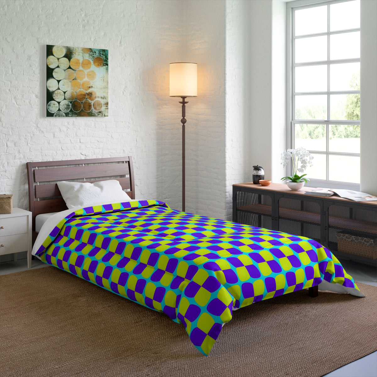 Bold Bulge Checker Comforter – Op-Art Checker Pattern
