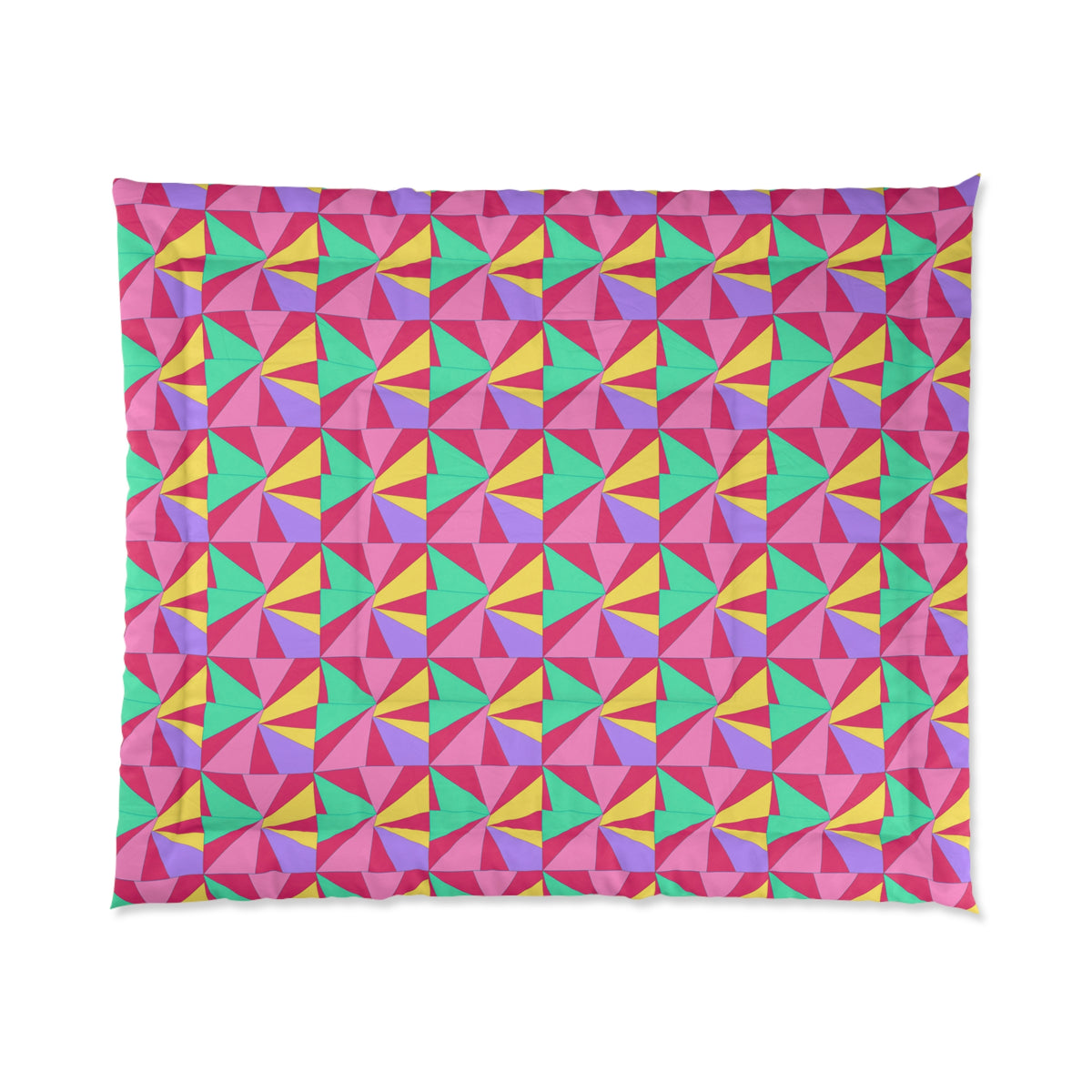 Cubist Sunburst Blocks Comforter – Candy Pop on Raspberry