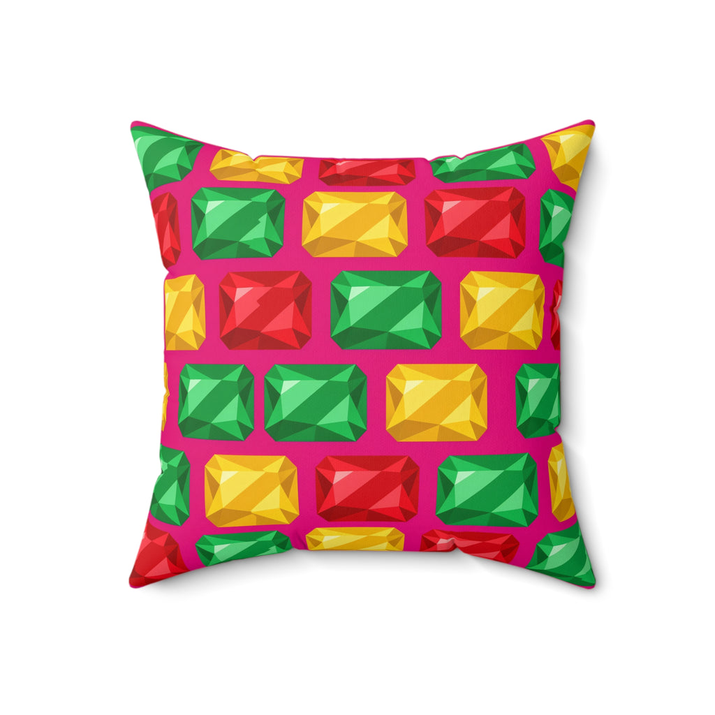 Big Stacked Gem Bars Faux Suede Cushion – Geometric Blocks Pattern