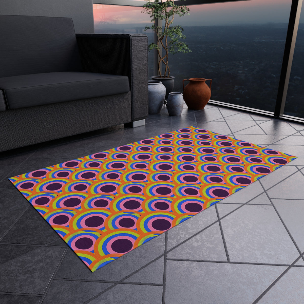 Pop Op Circles Outdoor Rug – Op-Art Pattern