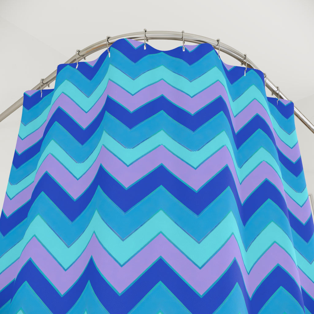 Jewel Chevron Bands Shower Curtain – Ice Jewel