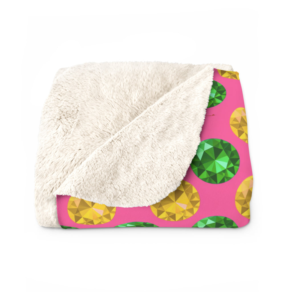Half-Drop Gem Grid Sherpa Fleece Blanket – Candy Christmas