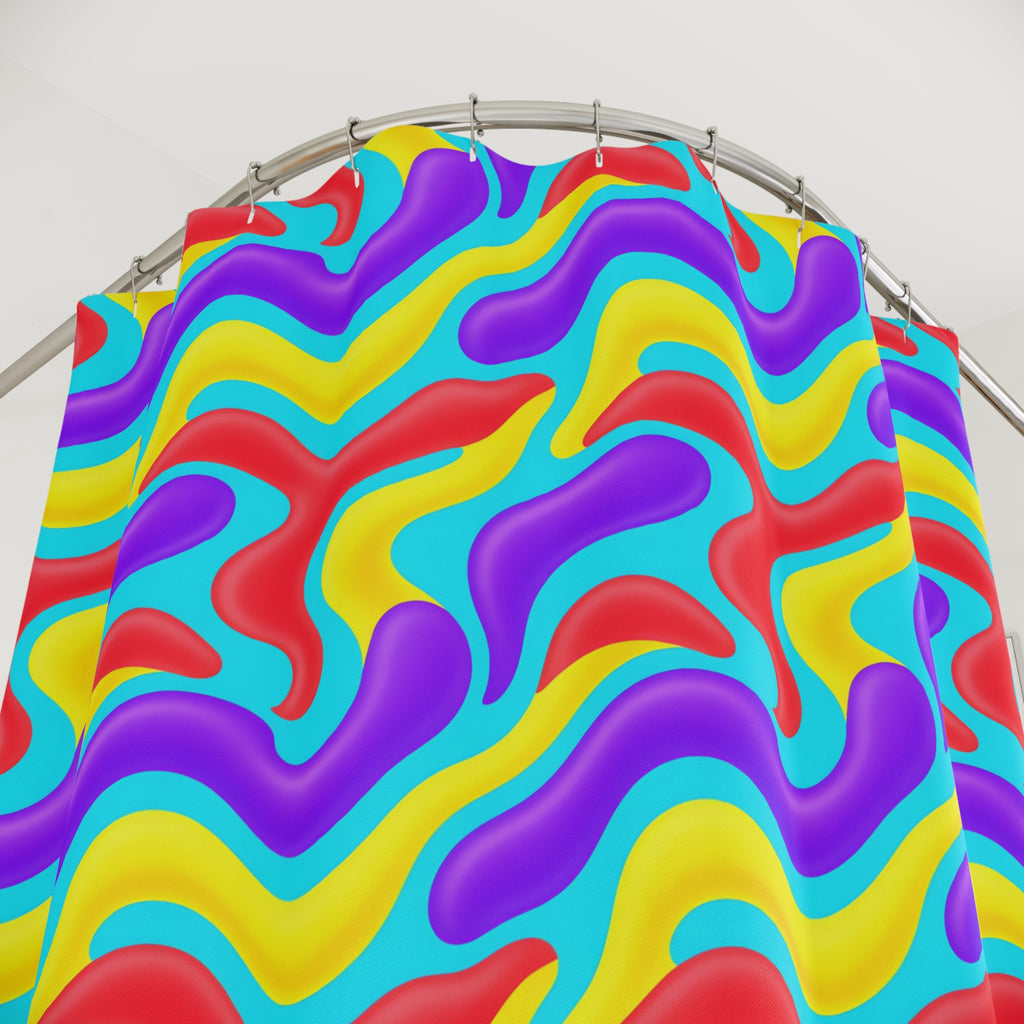 Liquid Band Ripple Shower Curtain – Op-Art Fluid Bands Pattern