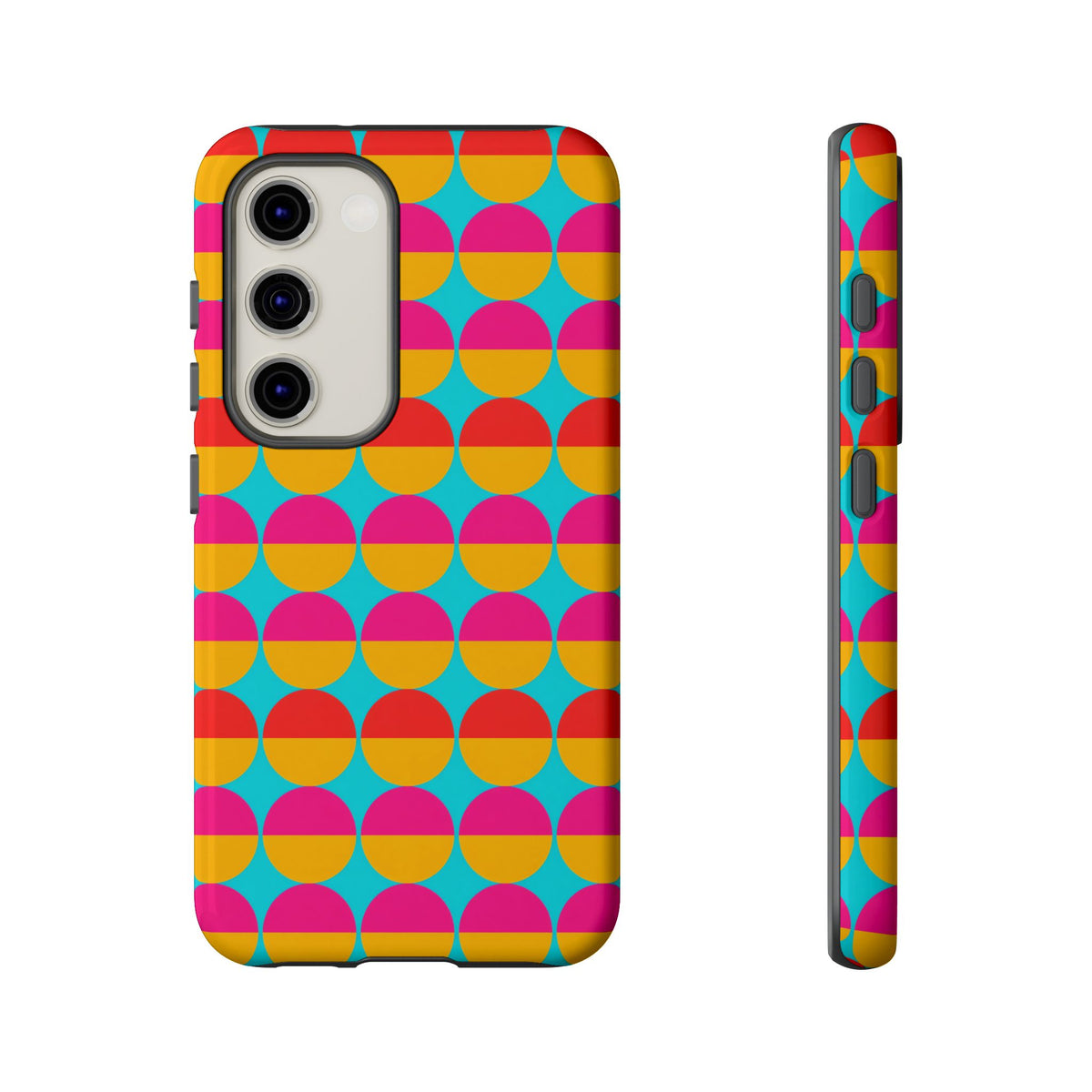 Half-Moon Stack Tough Phone Case – Geometric Blocks Pattern