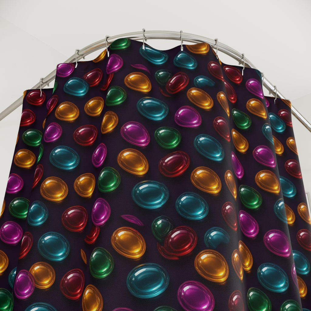 Glass Bead Rows Shower Curtain – Glossy 3D Abstract Pattern
