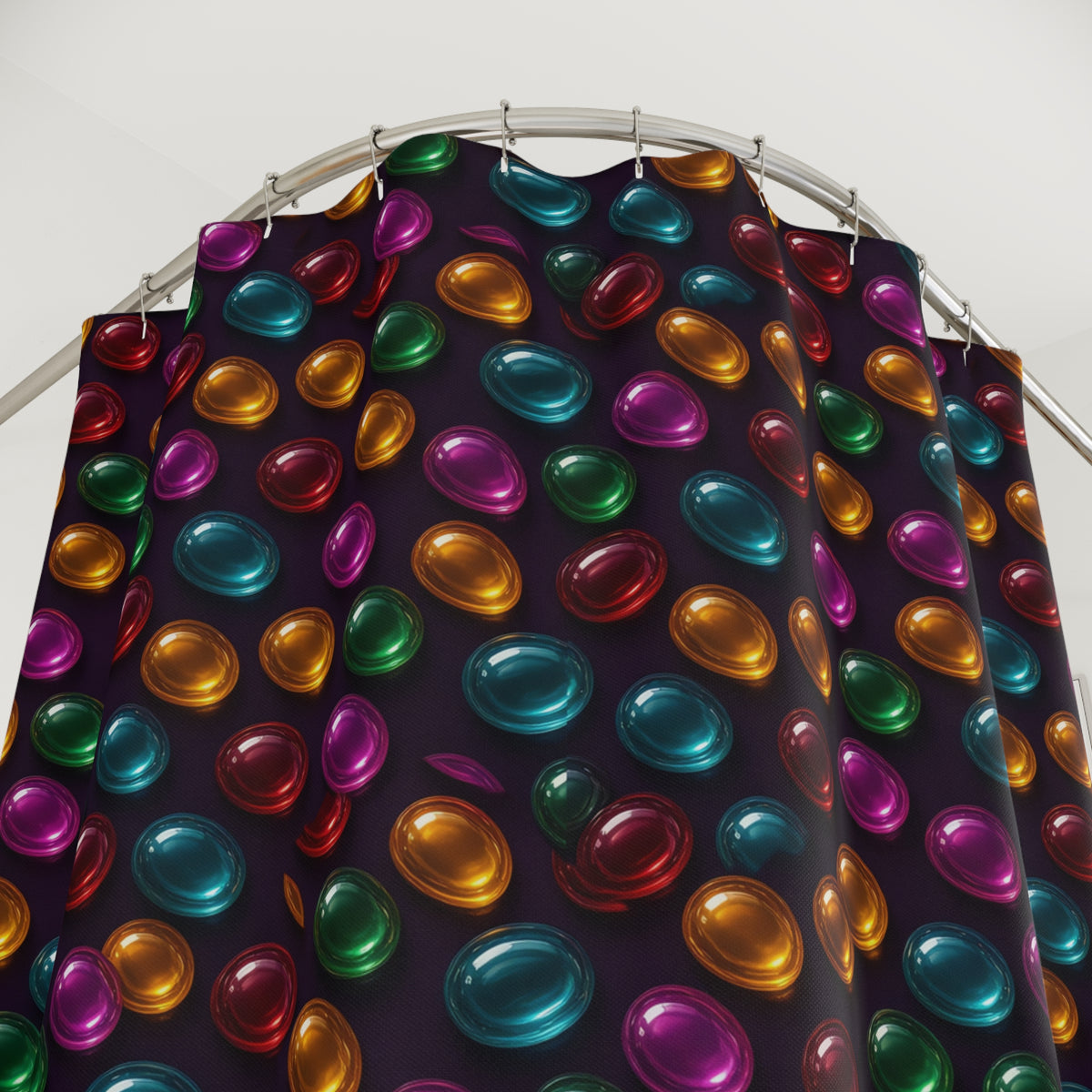 Glass Bead Rows Shower Curtain – Glossy 3D Abstract Pattern