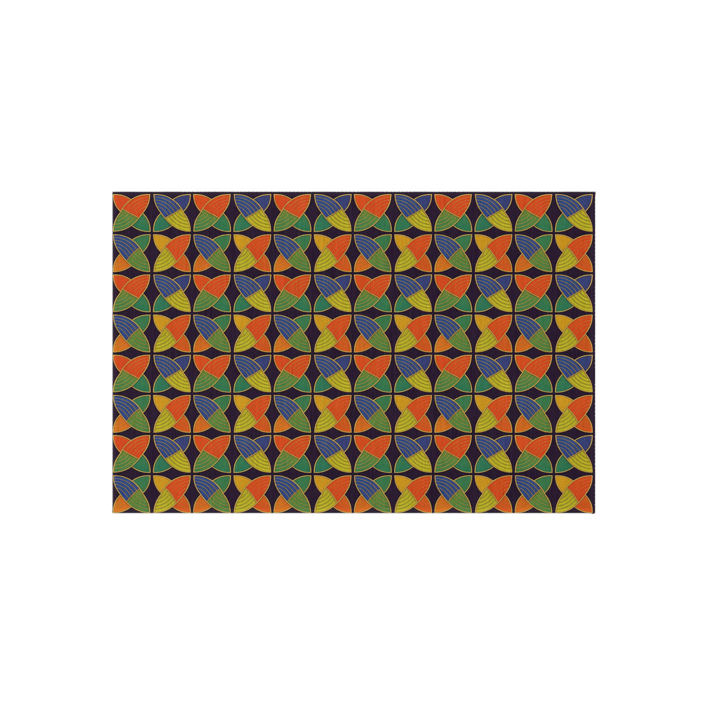 Woven Petal Quatrefoil Outdoor Rug – Kaleidoscopic Deco Pattern