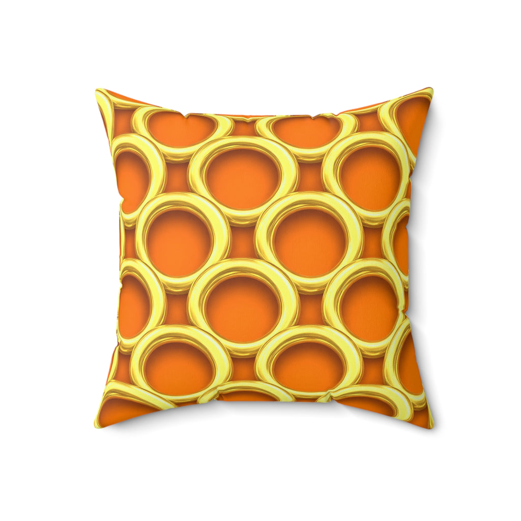 Big Gold Ring Weave Faux Suede Cushion – Hot Citrus Festive