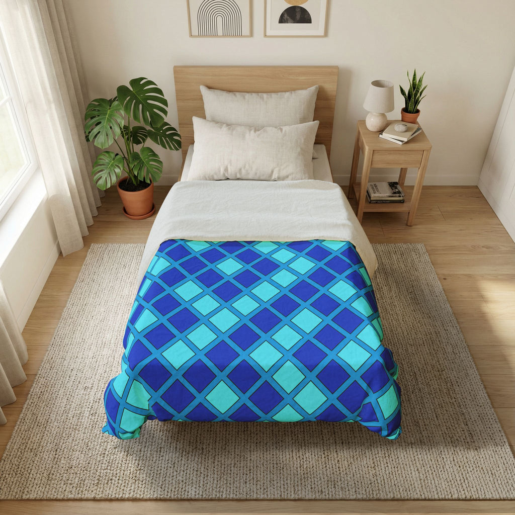Harlequin Gold Grid Cotton Duvet Cover – Ice Jewel