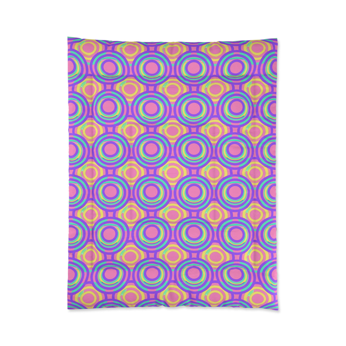 Interlocking Ring Ripples Comforter – Candy Pastel on Grape