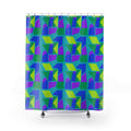 Cubist Block Quilt Shower Curtain – Peacock Jewel