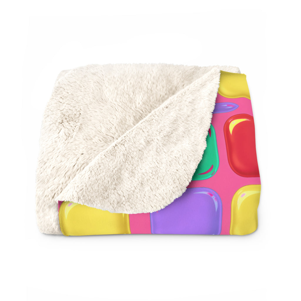 Giant Puffy Glass Cushions Sherpa Fleece Blanket – Candy Christmas