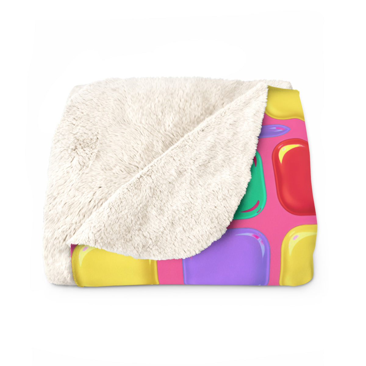 Giant Puffy Glass Cushions Sherpa Fleece Blanket – Candy Christmas