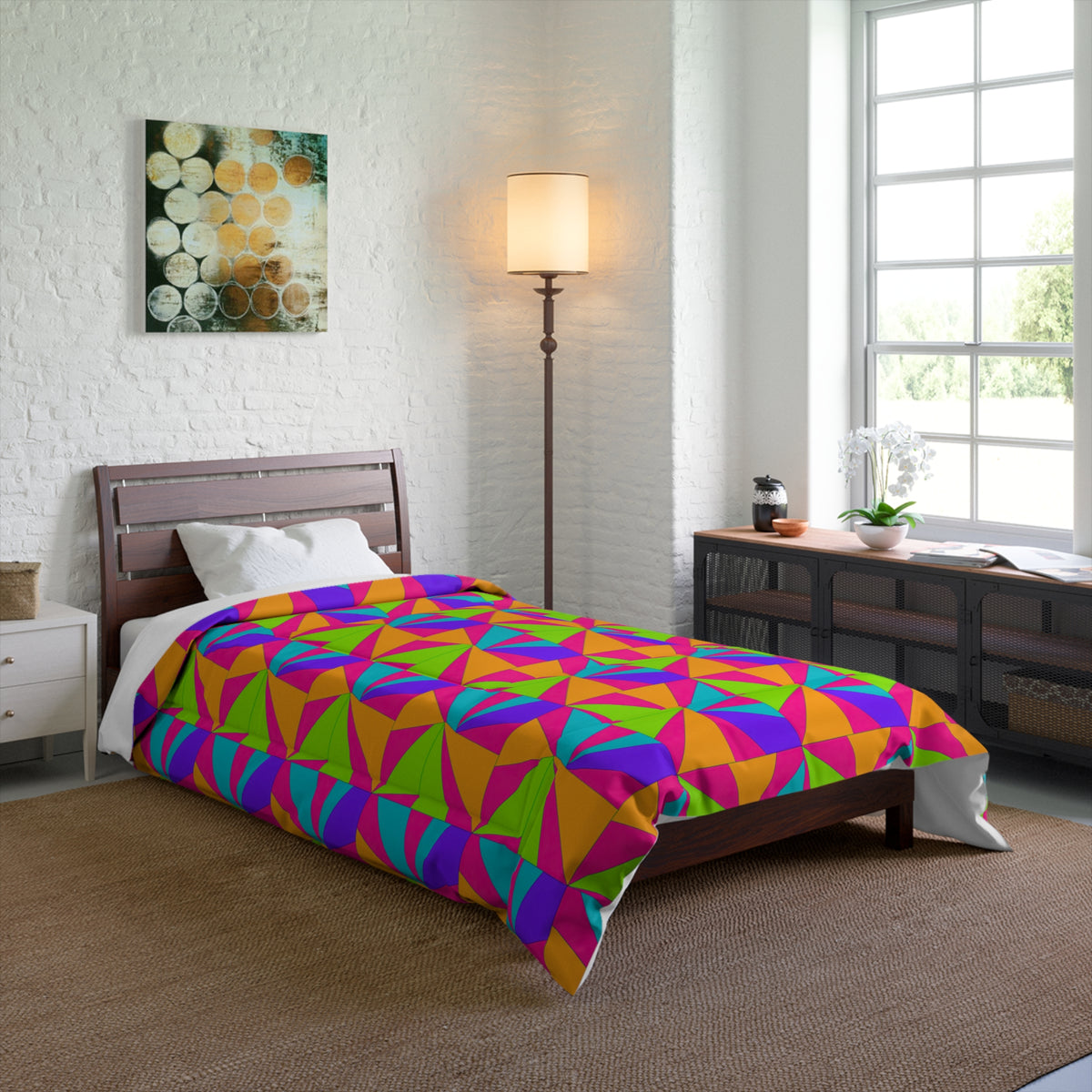 Cubist Sunburst Blocks Comforter – Tropical Punch