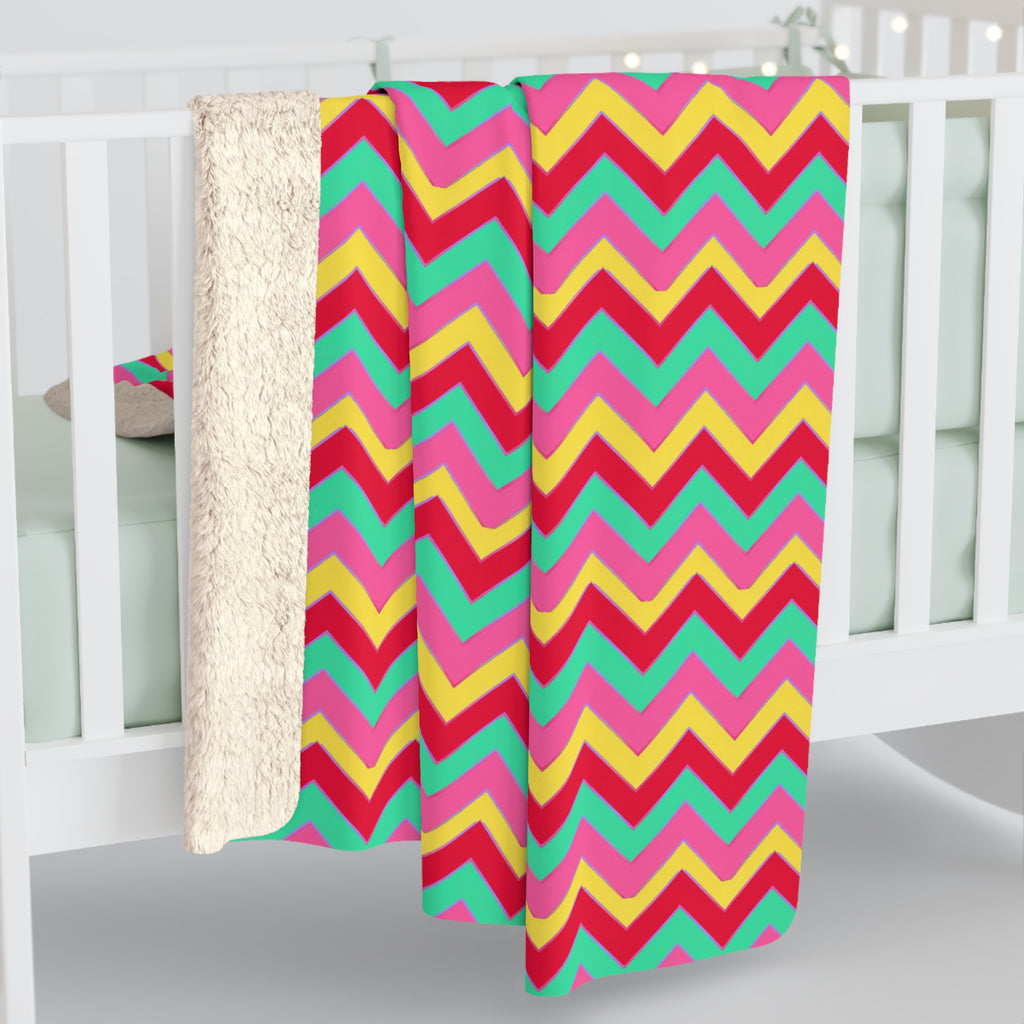 Jewel Chevron Bands Sherpa Fleece Blanket – Candy Christmas