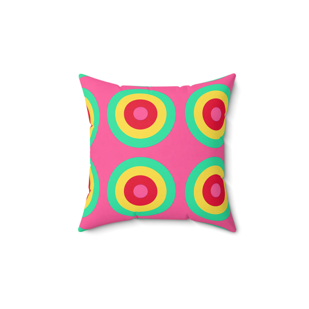 Giant Op-Art Jewel Rings Faux Suede Cushion – Candy Christmas