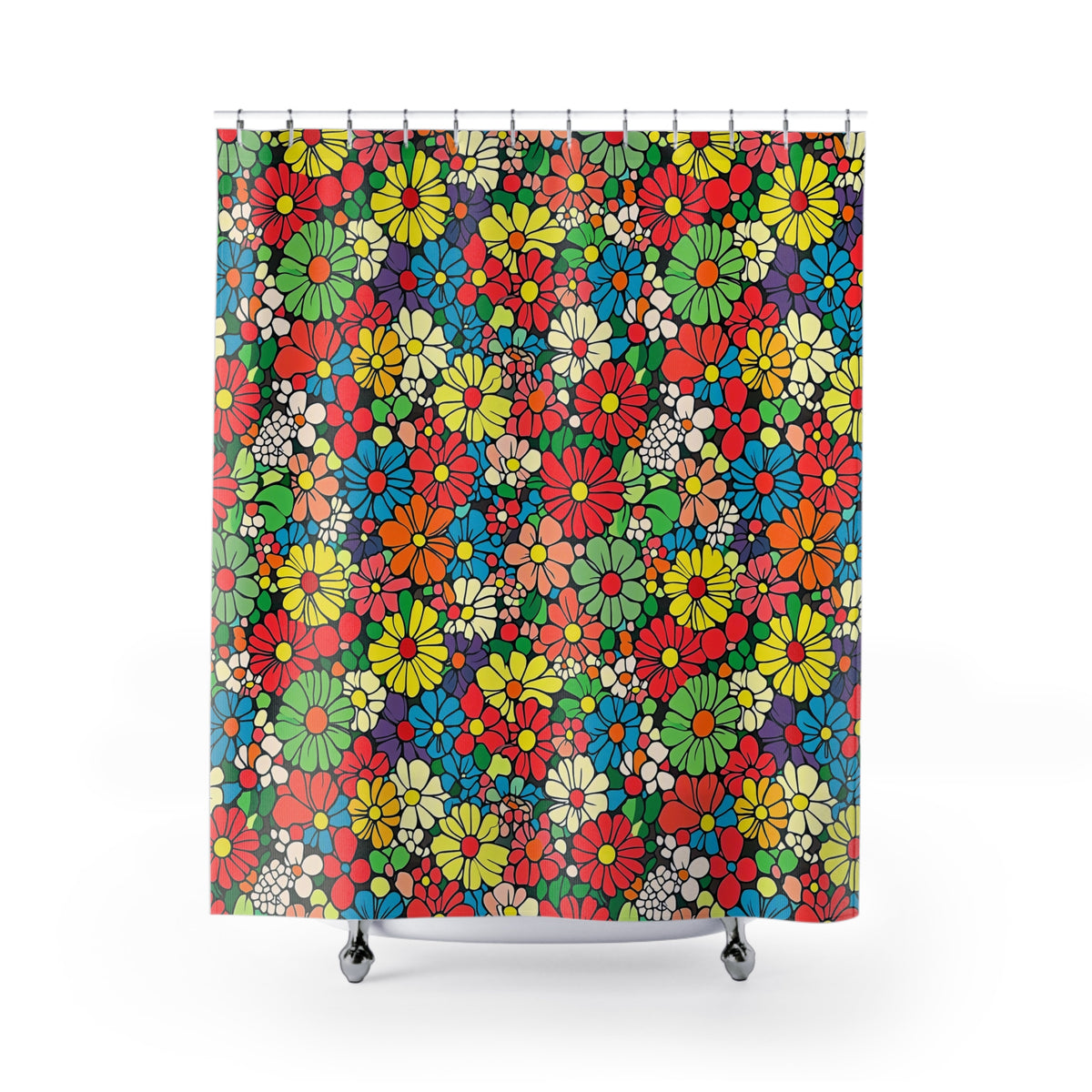 Flower Power Daisies Shower Curtain – Retro Floral Pattern