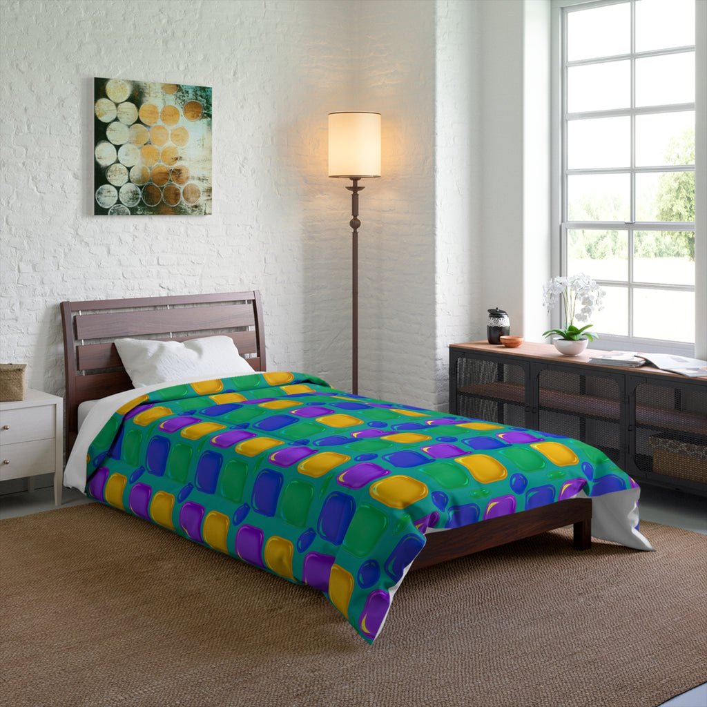 Giant Puffy Glass Cushions Comforter – Peacock Jewel