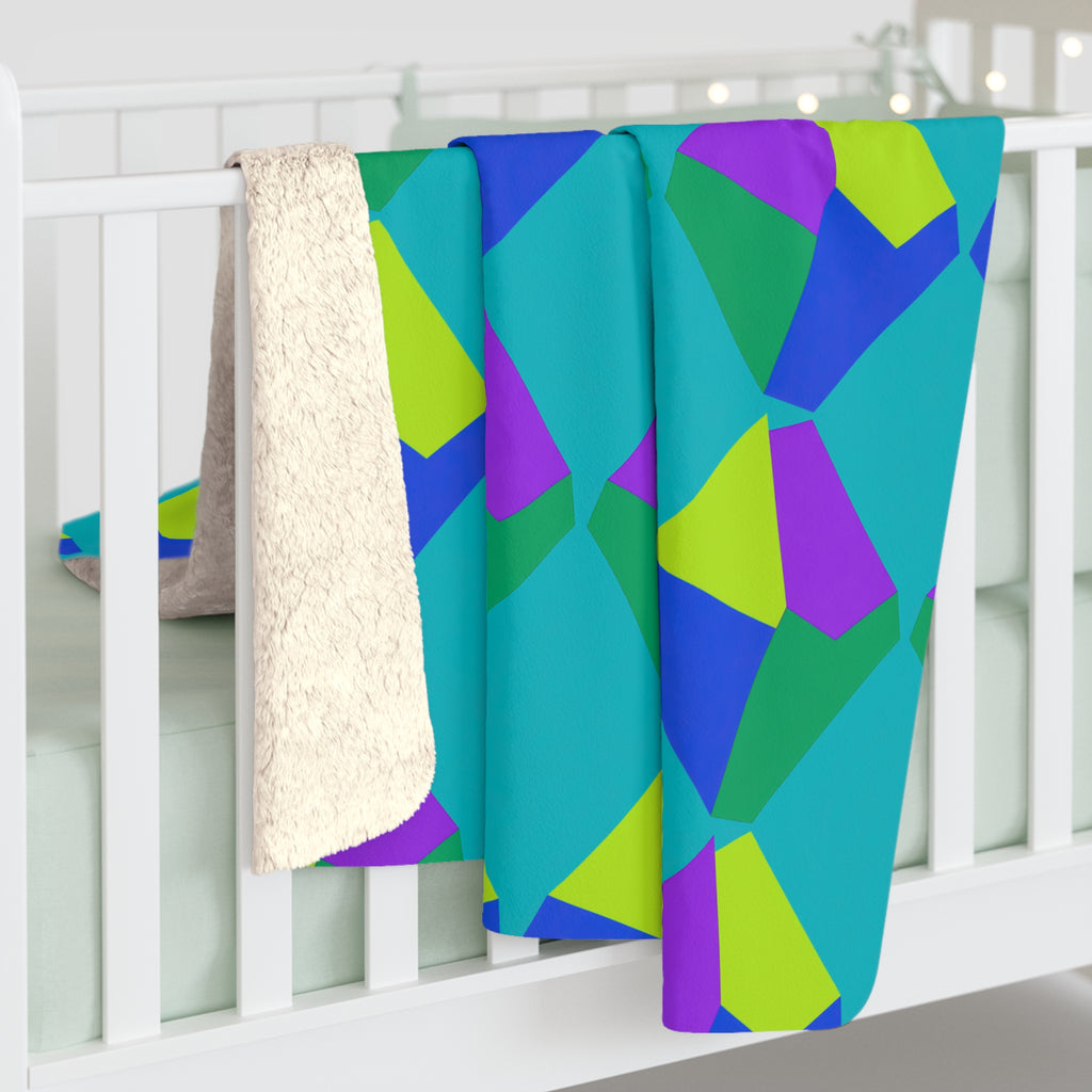 Grand Fractured Rhombus Sherpa Fleece Blanket – Peacock Jewel