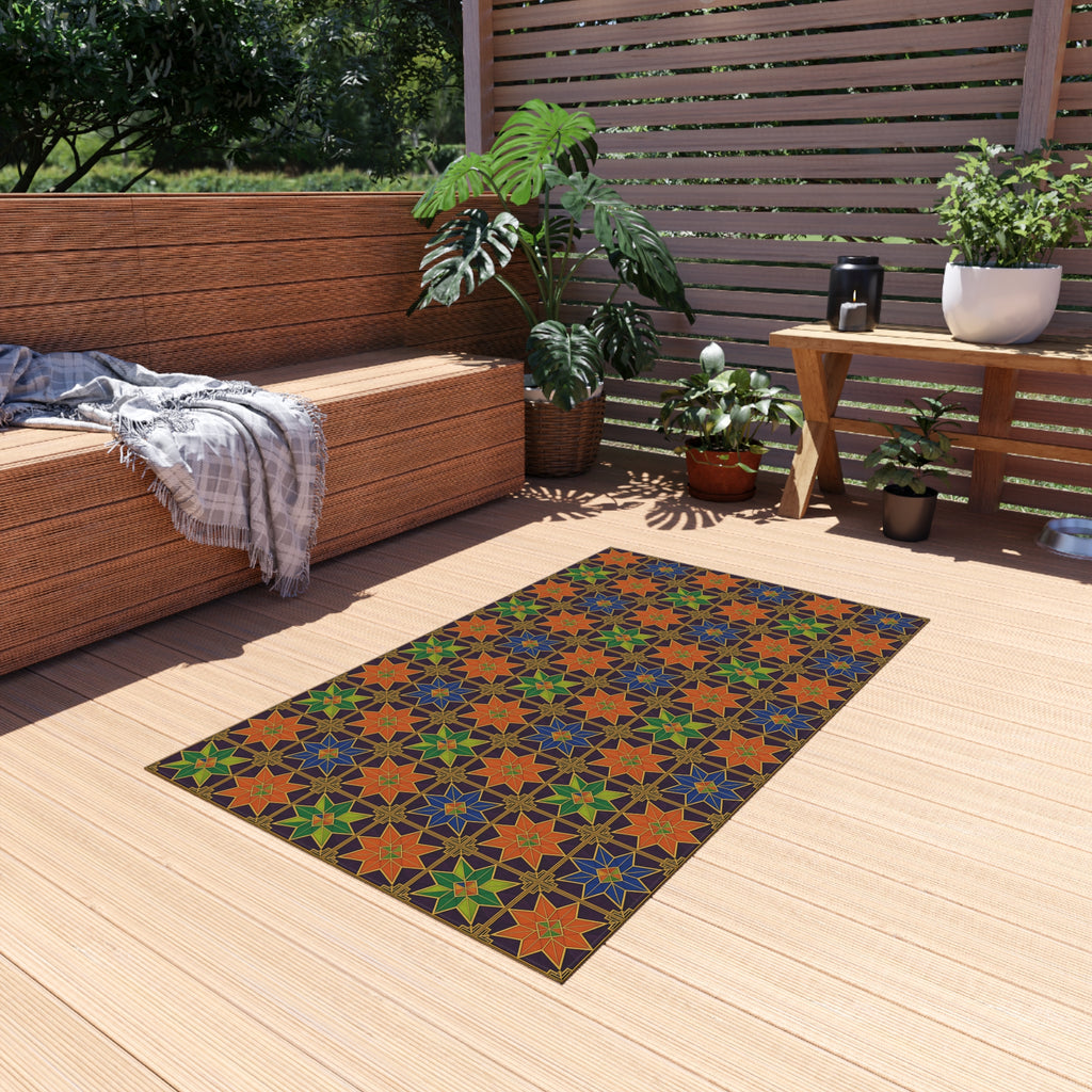 Deco Star Tiles Outdoor Rug – Kaleidoscopic Deco Pattern