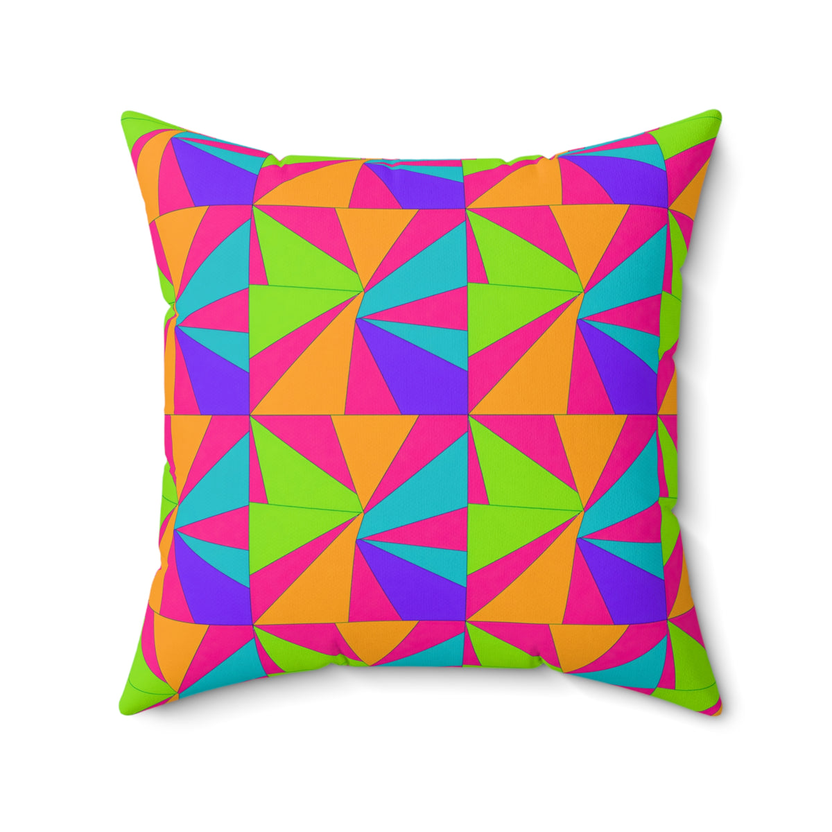 Cubist Sunburst Blocks Faux Suede Cushion – Tropical Punch