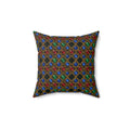 Gold Filigree Cabochons Faux Suede Cushion – Geometric Pattern